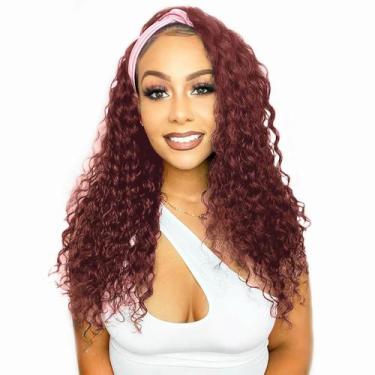 Imagem de Peruca com faixa de cabeça Celiarita Deep Wave Human Hair 40 cm Cobre 