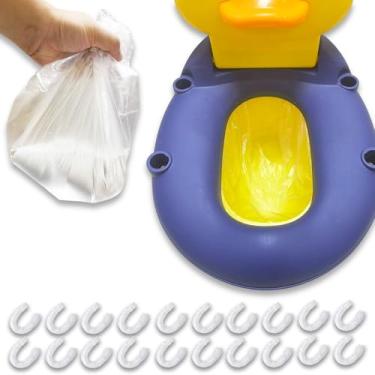 Imagem de 100 peças de forros de penico – sacos descartáveis para treinamento de vaso sanitário para viagem portátil capas de assento de vaso sanitário para crianças pequenas (elástico transparente)