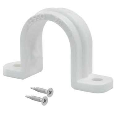 Imagem de PHITUODA 30 conjuntos de grampos de tubulação de conduíte SCH 1/2 polegada (20 mm), clipes de tubo de PVC não metálicos, clipes de plástico de dois furos para instalação elétrica/empreiteiros