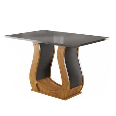 Imagem de Mesa de Jantar 4 Lugares Retangular Tampo de Mdp Nubia Mel/Cinza