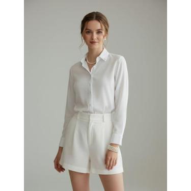 Imagem de Camisa Social Feminina com Linha de Pérolas Premium  Blusa de Luxo Man