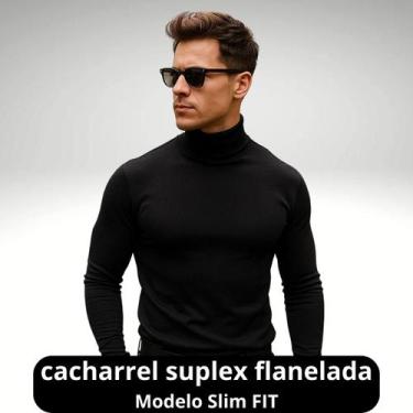 Imagem de Cacharrel FLANELADA Gola Alta Masculina Blusa Manga Longa Frio Colada 