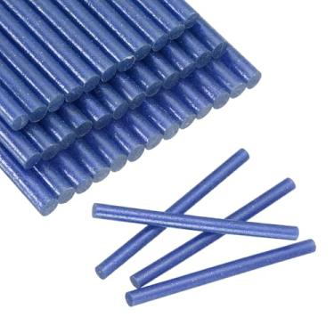 Imagem de HARFINGTON 30 peças mini bastões de cola 0,8 cm x 9,9 cm de alta aderência para pistola de cola quente fita adesiva para bricolage artesanato reparo de selagem decoração de festival, azul brilhante
