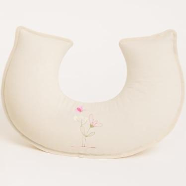 Imagem de Almofada de Amamentação Brubrelel em Linho – Conforto Anatômico com Bordado para Bebê Menina (Florença)