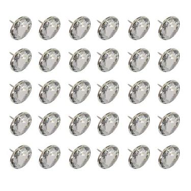 Imagem de ZAYI Unhas de estofamento de cabeça de cristal transparente de 25 x 20 mm, cabeceira de sofá antigo, faça você mesmo, pregos/tachas 30 peças (25 x 20 mm)