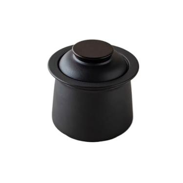 Imagem de Cinzeiro de cerâmica ao ar livre cinzeiro portátil de viagem com tampa cinzeiro decorativo para escritório em casa, uso em pátio interno e externo (preto) cinzeiro externo