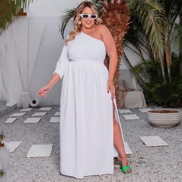Imagem de Vestido Longo Plus Size Nula Manga Com Fenda Elegante E Sofisticado - 