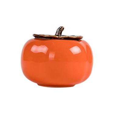 Imagem de Cinzeiro de cigarro à prova de vento para modelagem de caqui Cinzeiro de mesa de cerâmica com tampa Cinzeiro de cigarro à prova de vento para quarto decoração de sala de estar escritório mesa suporte