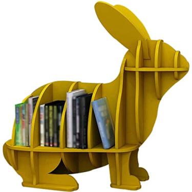 Imagem de Prateleiras de livros para quarto, suporte de livros em forma de coelho de desenho animado, organizador de livros criativo para escola, ornamentos de chão de biblioteca, fácil de instalar (cor: cor