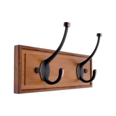 Imagem de Cabideiro montado na parede gancho de chave de metal simples personalizado para sala de estar gancho criativo gancho multifuncional caixa de armazenamento gancho de parede cabide de parede (marrom)