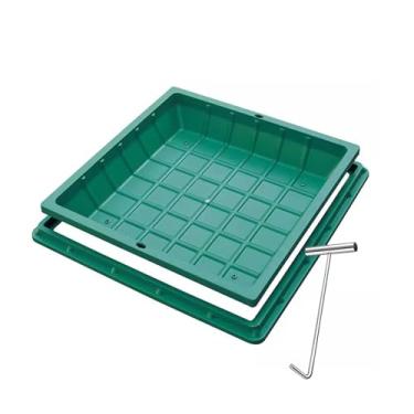 Imagem de Tampas para fossas sépticas de 19,7 x 19,7 pol. Tampa decorativa de fossa séptica quadrada embutida com base verde parques ao ar livre gramado tampa de bueiro invisível (19,7" x 19,7" (50 x 50 cm))