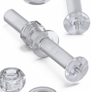 Imagem de 20 porcas e parafusos escareados cruzados, acrílico de plástico transparente, M5 x 40 mm - Parafusos de plástico acrílico, (13/64 x 1 37/162.6 cm)