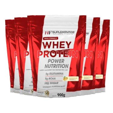 Imagem de 5x whey protein power nutrition 900g mousse maracujá hf suple - HF SUP