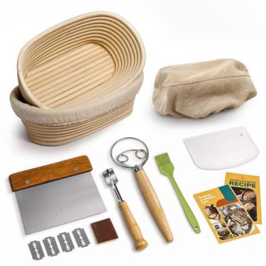 Imagem de Conjunto de cestas de prova de pão Banneton da Rorecay, oval de 25 cm