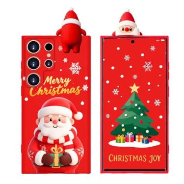 Imagem de Esakycn Capa para Samsung Galaxy S23 Ultra Natal, capa de telefone silicone vermelho 3D boneca brinquedo de Natal com design para meninas mulheres presente capa fina à prova de choque macia fofa para