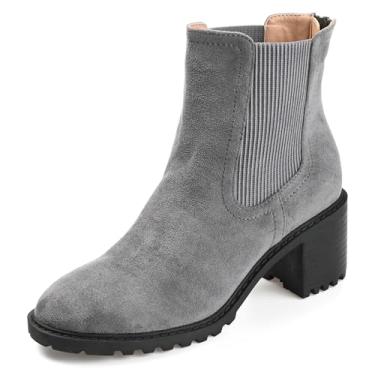 Imagem de Journee Collection Bota feminina Jentry Tru Comfort Foam Back Heel Zip Stacked Heel, Cinza, 42