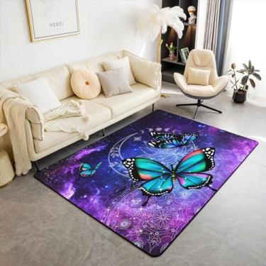 Imagem de Tapetes de borboleta para sala de estar quarto borboletas impressão tapetes de sala de estar sol e lua tapete decorativo com impressão de galáxia 15 x 17 cm tapete decorativo para meninos meninas crianças adultos tapete de piso interno antiderrapante decoração de quarto tapete de destaque