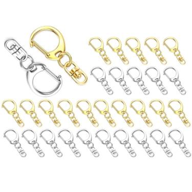 Imagem de Fechos de garra de lagosta giratórios para ganchos de clipe de chaveiro com chaveiro corrente de prata e ouro para artesanato faça você mesmo, 10/30 peças