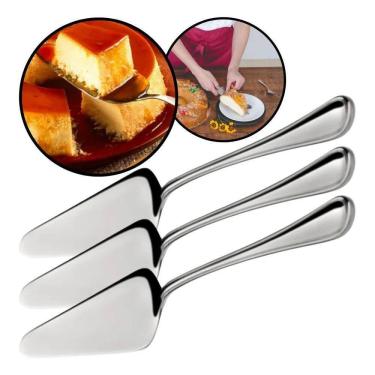Imagem de 2X Espátula De Bolo Pá De Servir Torta Pizza Aço Inox Kit 3
