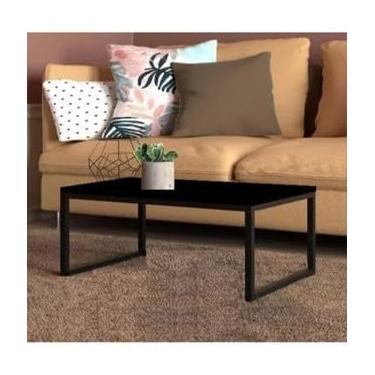 Imagem de Mesa De Centro Para Sala,Mesa de Centro Retangular com Pés de Ferro e Tampo MDF - 80x40 para Sala de Estar(60X40 PRETO FOSCO)