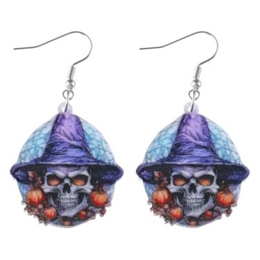 Imagem de Brincos femininos de Halloween, chapéu, abóbora, caveira, brincos pendurados, roupas de Halloween, acessórios de bijuteria