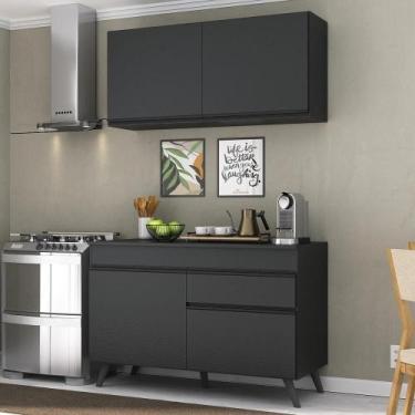 Imagem de Armário De Cozinha Compacta 2 Peças Veneza Preto - MULTIMOVEIS
