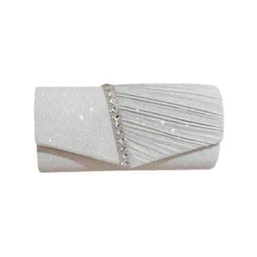 Imagem de Bolsas de banquete corrente glitter ombro jantar bolsa casamento (prata)