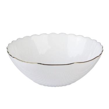 Imagem de Bowl Tetis Em Vidro Opalino Gold Rim 470Ml - Lhermitage