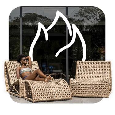 Imagem de Poltrona Summer com Apoio de Pés – Trama Náutica Premium, Estrutura Alumínio para Exterior – Lounge Completo Eco Flame Garden (Champagne)