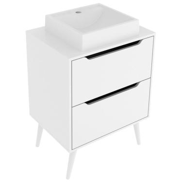 Imagem de Gabinete 2 Gavetas Com Cuba Para Banheiro Bn3600x39 Branco Tecno Mobili Branco