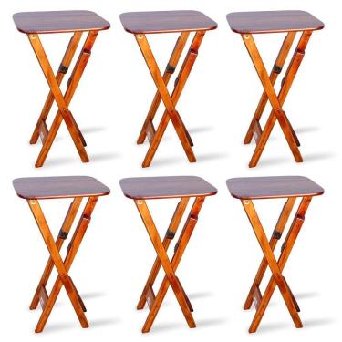 Imagem de Kit 6 Mesas Bistrô Dobrável Madeira Padrão Imbuia Cor: Marrom