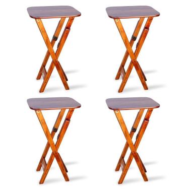 Imagem de Kit 4 Mesas Bistrô Dobrável Madeira Padrão Imbuia Cor: Marrom