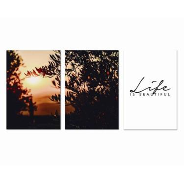 Imagem de Kit Placas Quadros Decorativos 3 pçs MDF 20x30 Life