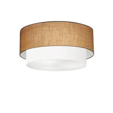 Imagem de Plafon Duplo Cilíndrico Vivare Md-3017 Cúpula Em Tecido 50x40cm - Bivolt Palha-branco 127/220v