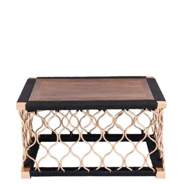 Imagem de Mesa De Centro Com Tampo De Madeira Em Alumínio Bronze