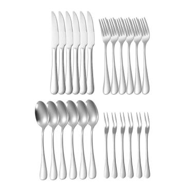 Imagem de Talheres Mesa Faqueiro Aço Inox e Garfinhos Petiscos 24un