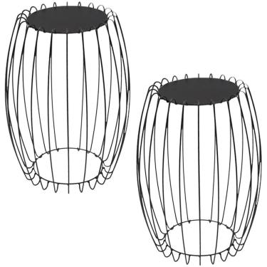 Imagem de Kit Mesa Apoio Lateral 43 Cm Tampo Vidro Preto Base Metal Preto Nacc Preto Preto