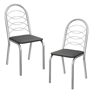 Imagem de Kit 2 Cadeiras Cromada Sala Jantar 2C009CR Corino Kappesberg Preto