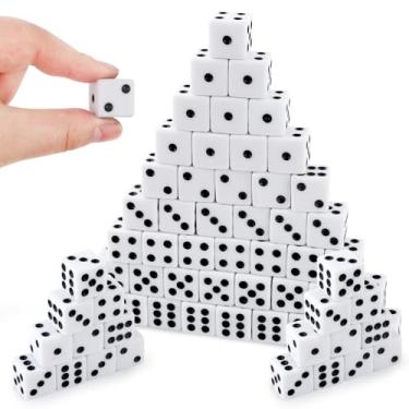 Imagem de 50 Pieces White Dice Set 16mm Standard Game Dices Acrylic 6 Sided White Bulk Casino Dice for Casino Theme Party Board Games Vegas Birthday Party Supplies (Square Corner)