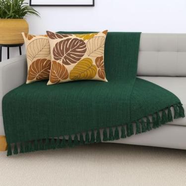 Imagem de Manta Para Sofá Luxo Gigante 250x180 – Capa Protetora e Decorativa de Algodão 100% Artesanal (VERDE-ESCURO-M)
