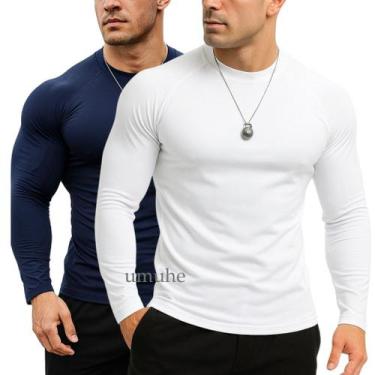 Imagem de Camiseta de Compressão Masculina Manga Longa Térmica UV Academia Rash 