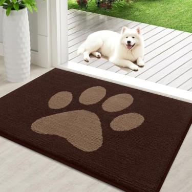 Imagem de Buganda Tapete de porta de cachorro para patas enlameadas, capachos absorventes de sujeira antiderrapante, tapete de baixo perfil lavável para cães de lama, tapete de entrada para piso interno (91 x