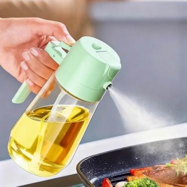 Imagem de Pulverizador e dispensador de óleo 2 em 1 – Mister de azeite de oliva de 470 ml para cozinhar e churrasco - verde