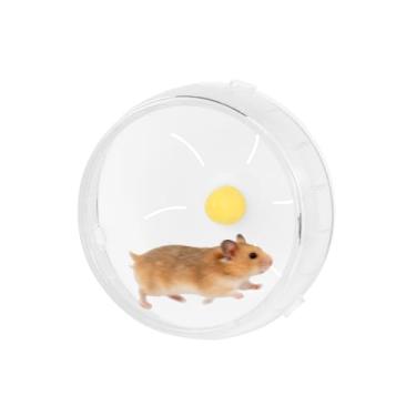 Imagem de LuckyOpt Roda silenciosa para hamster, acessórios de hamster de corrida para gaiolas, hamsters anões para urso Shih Tzu de seda dourada para matar o tempo e liberar o estresse (12 cm, branco)