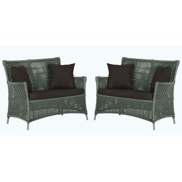 Imagem de 2 Sofás Área Externa Igapó Alumínio Fendi Corda Náutica E9 Verde