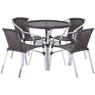 Imagem de 4 Cadeiras E Mesa Com Tampo Varanda Piscina Jardim Tabaco