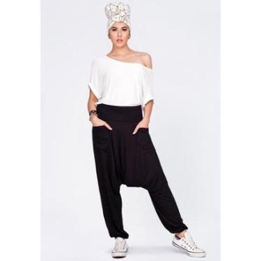 Imagem de Calça Saruel Malha com Bolso na Frente Preta - GG - Veste do 46 ao 48-Feminino