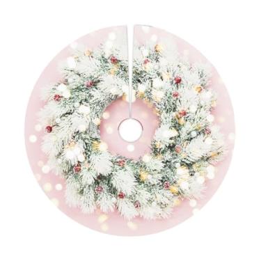 Imagem de Saia Tapete Para Arvore De Natal 70cm Decoracao Base Enfeite Varios Modelos Adequado Para Salas De Estar E Quartos, Adicionando Alegria Festiva(Guirlanda Rosa SA-0005)