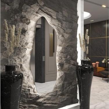 Imagem de Espelho Orgânico com LED 1 Metro – Espelho Oval Lapidado Bivolt para Quarto, Sala e Banheiro(Orgânico,Frio)