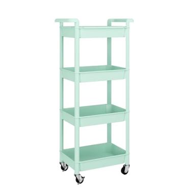 Imagem de MIOCASA Carrinho utilitário com bandeja removível, organização de armazenamento de cozinha de 4 níveis, carrinho de arte com rodas para escritório, sala de aula, sala de estar, cozinha, banheiro